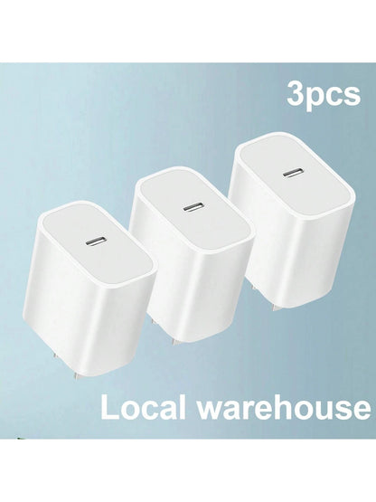 3-Pack USB-C Wall Charger Block: PD Fast Charging Power Adapter – Compatible With 16/15/16 Pro & Other USB-C Enabled Devices| Compact Travel Plug| Local Warehouse Phone Charger High Output Power
