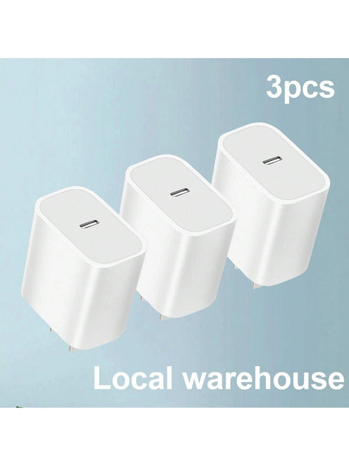 3-Pack USB-C Wall Charger Block: PD Fast Charging Power Adapter – Compatible With 16/15/16 Pro & Other USB-C Enabled Devices| Compact Travel Plug| Local Warehouse Phone Charger High Output Power
