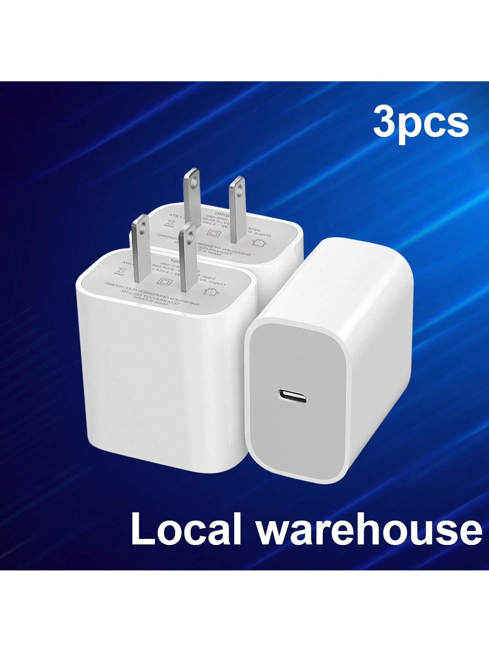 3-Pack USB-C Wall Charger Block: PD Fast Charging Power Adapter – Compatible With 16/15/16 Pro & Other USB-C Enabled Devices| Compact Travel Plug| Local Warehouse Phone Charger High Output Power
