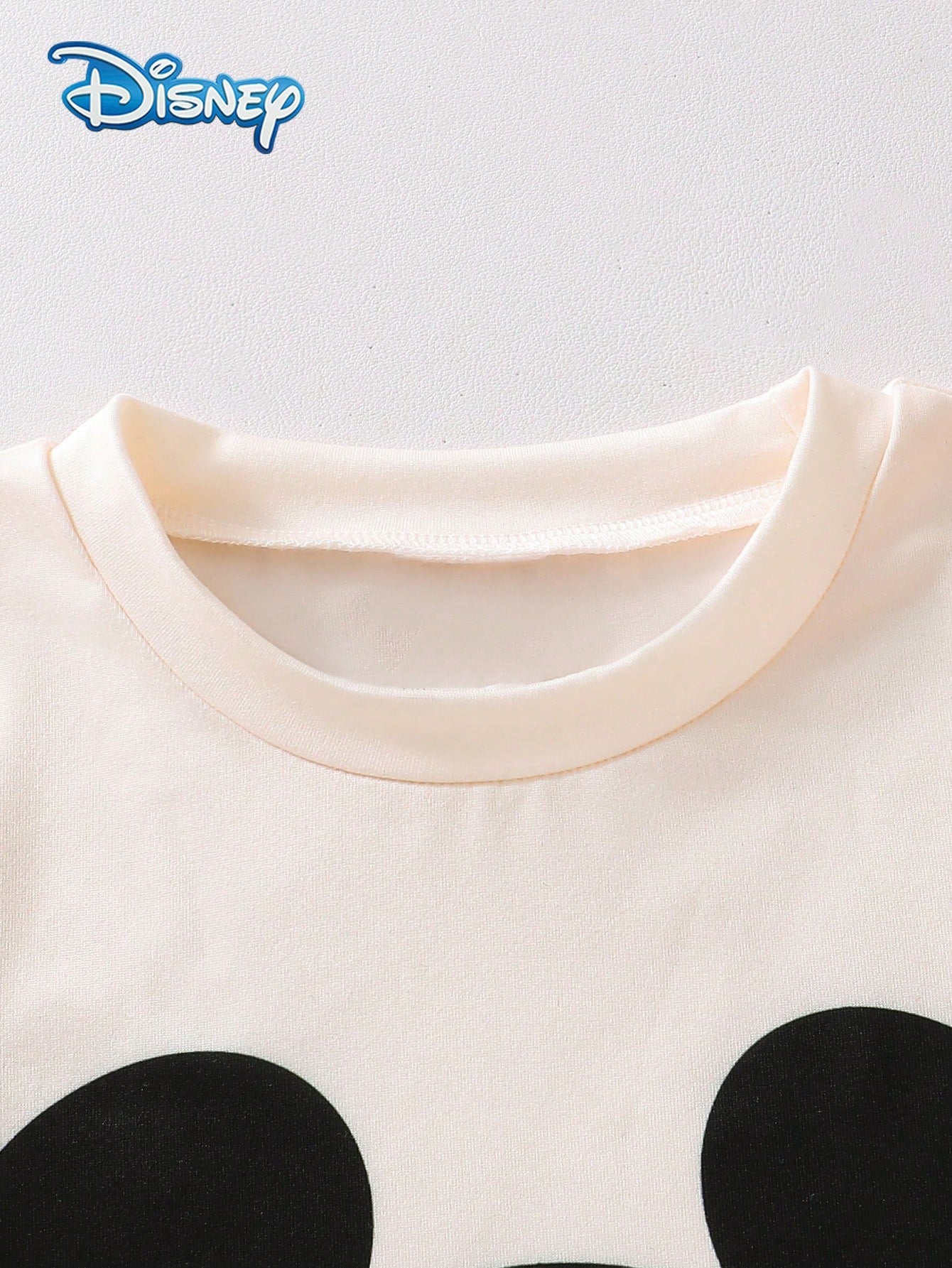 3-Piece Baby Boy Disney Outfit: Loose Round Neck White Mickey Mouse Print Short Sleeve T-Shirt + All-Over Mickey Print Shorts, Casual Everyday, Travel, Holiday, Party Wear For Toddler Boys Under 3 Yea