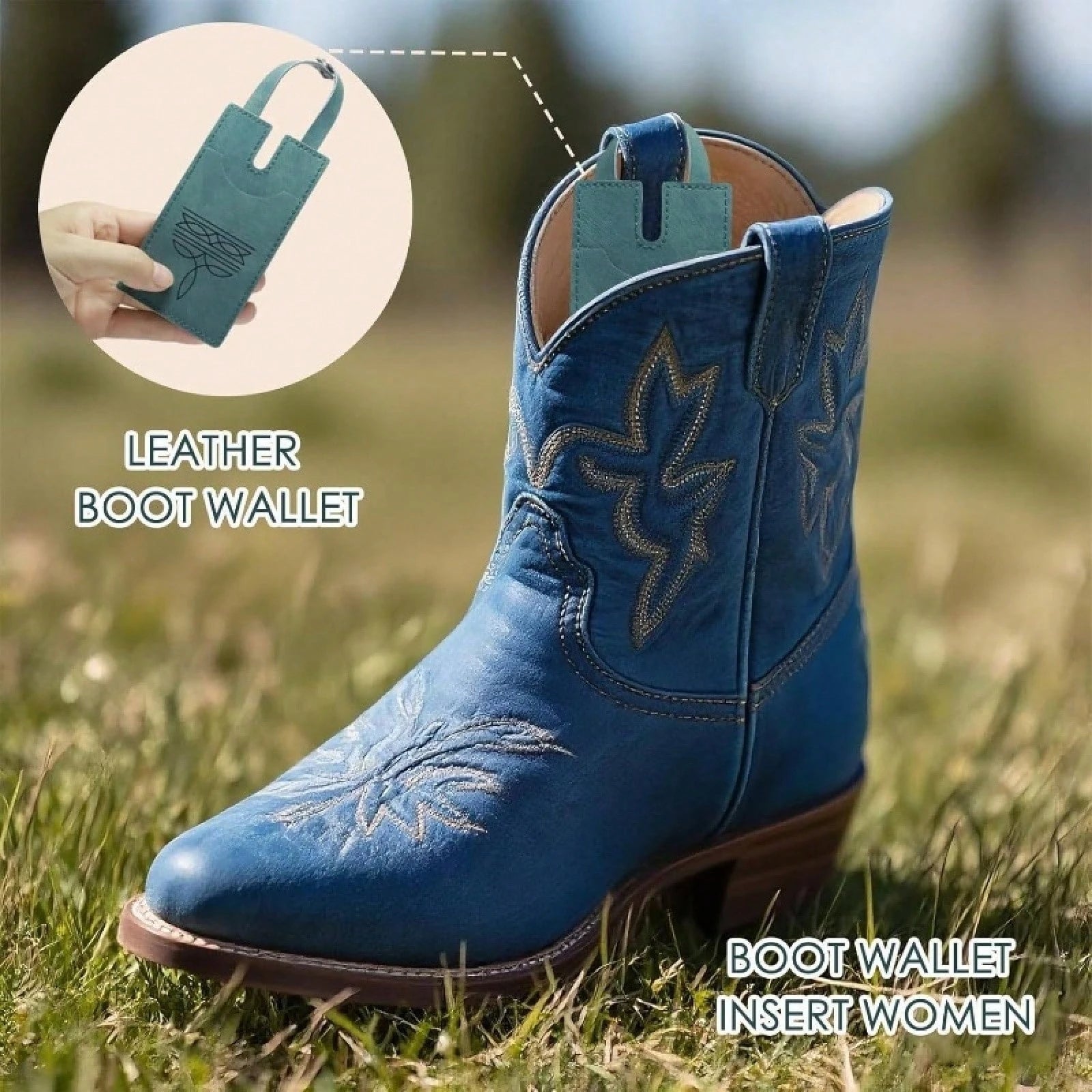 3-Piece Western-Style Boot Wallet Set| Made Of Leather With Snap Closure And RFID Anti-Theft Features, Unisex, Cash Pocket, And Credit Card Holder.