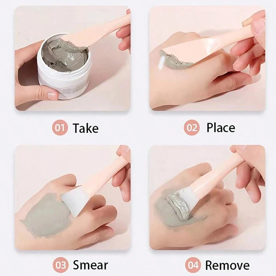 30/10/6/3/2/1pc Silicone Face Mask Brush, Soft Bristle Head With Scraper, Multi-Functional Dual-Use Mud Mask Brush, DIY Mask Application Beauty Tool