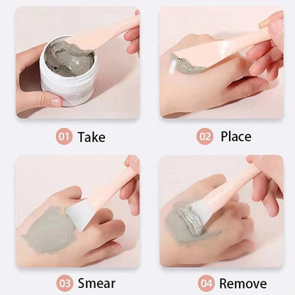 30/10/6/3/2/1pc Silicone Face Mask Brush, Soft Bristle Head With Scraper, Multi-Functional Dual-Use Mud Mask Brush, DIY Mask Application Beauty Tool