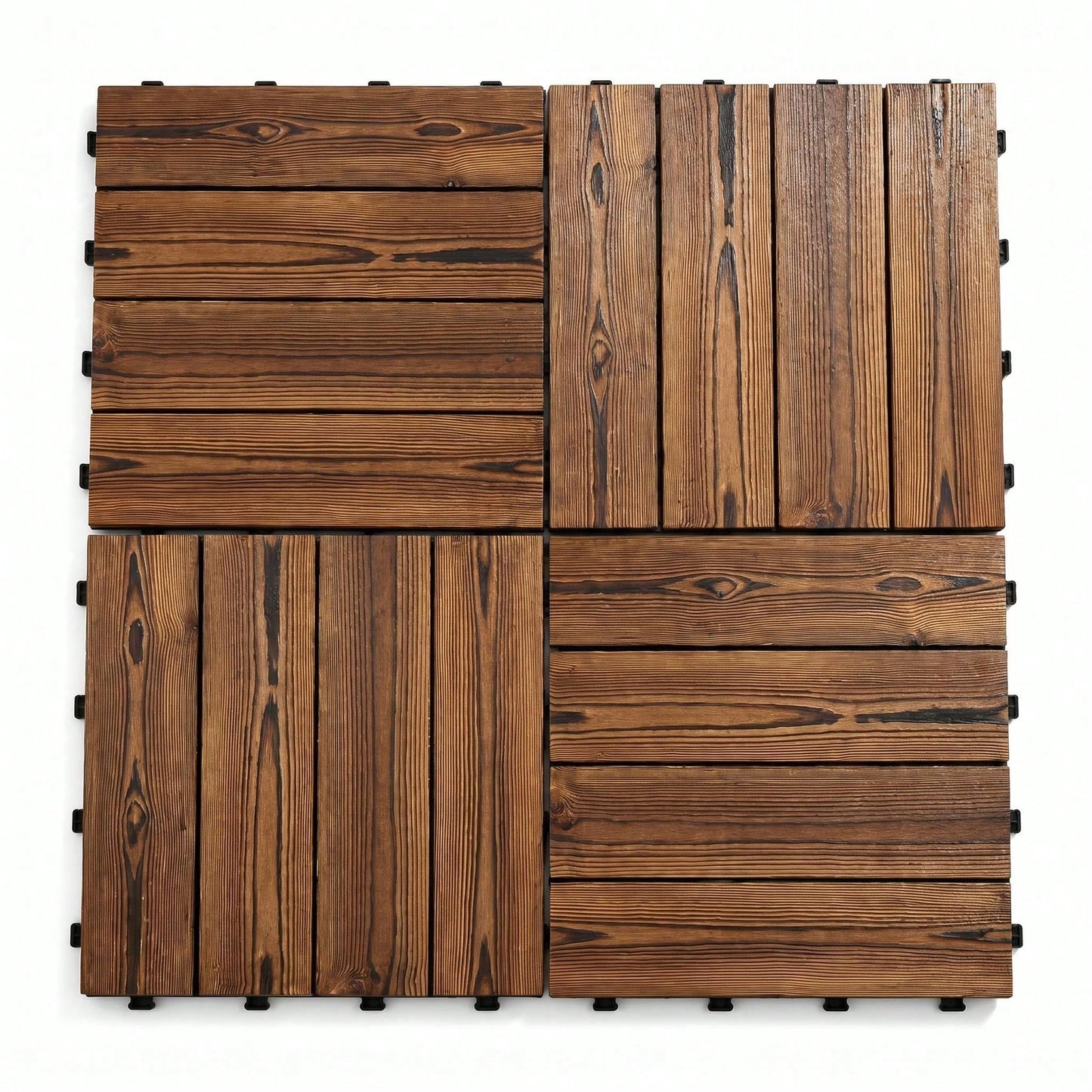 30/20/10 Pack Solid Wood Interlocking Deck Tiles, Waterproof Non-Slip Patio Floor Pavers With Click-Lock Design, Easy DIY Wood Flooring Tiles For Indoor Outdoor Patio Deck Garden Poolside Backyard Dec