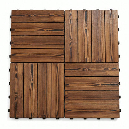30/20/10 Pack Solid Wood Interlocking Deck Tiles, Waterproof Non-Slip Patio Floor Pavers With Click-Lock Design, Easy DIY Wood Flooring Tiles For Indoor Outdoor Patio Deck Garden Poolside Backyard Dec