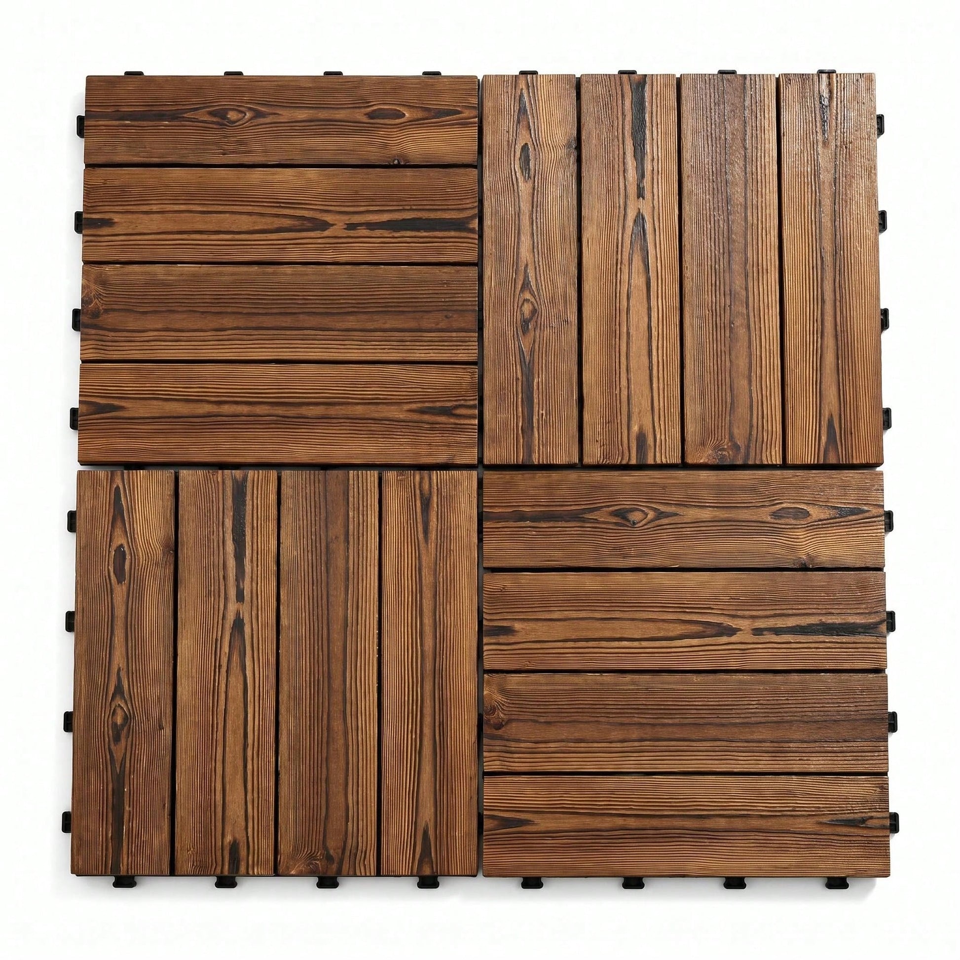 30/20/10 Pack Solid Wood Interlocking Deck Tiles, Waterproof Non-Slip Patio Floor Pavers With Click-Lock Design, Easy DIY Wood Flooring Tiles For Indoor Outdoor Patio Deck Garden Poolside Backyard Dec
