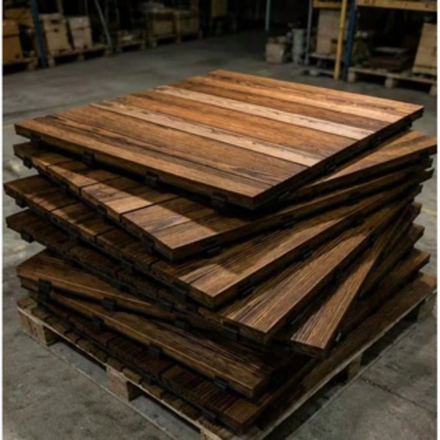 30/20/10 Pack Solid Wood Interlocking Deck Tiles, Waterproof Non-Slip Patio Floor Pavers With Click-Lock Design, Easy DIY Wood Flooring Tiles For Indoor Outdoor Patio Deck Garden Poolside Backyard Dec
