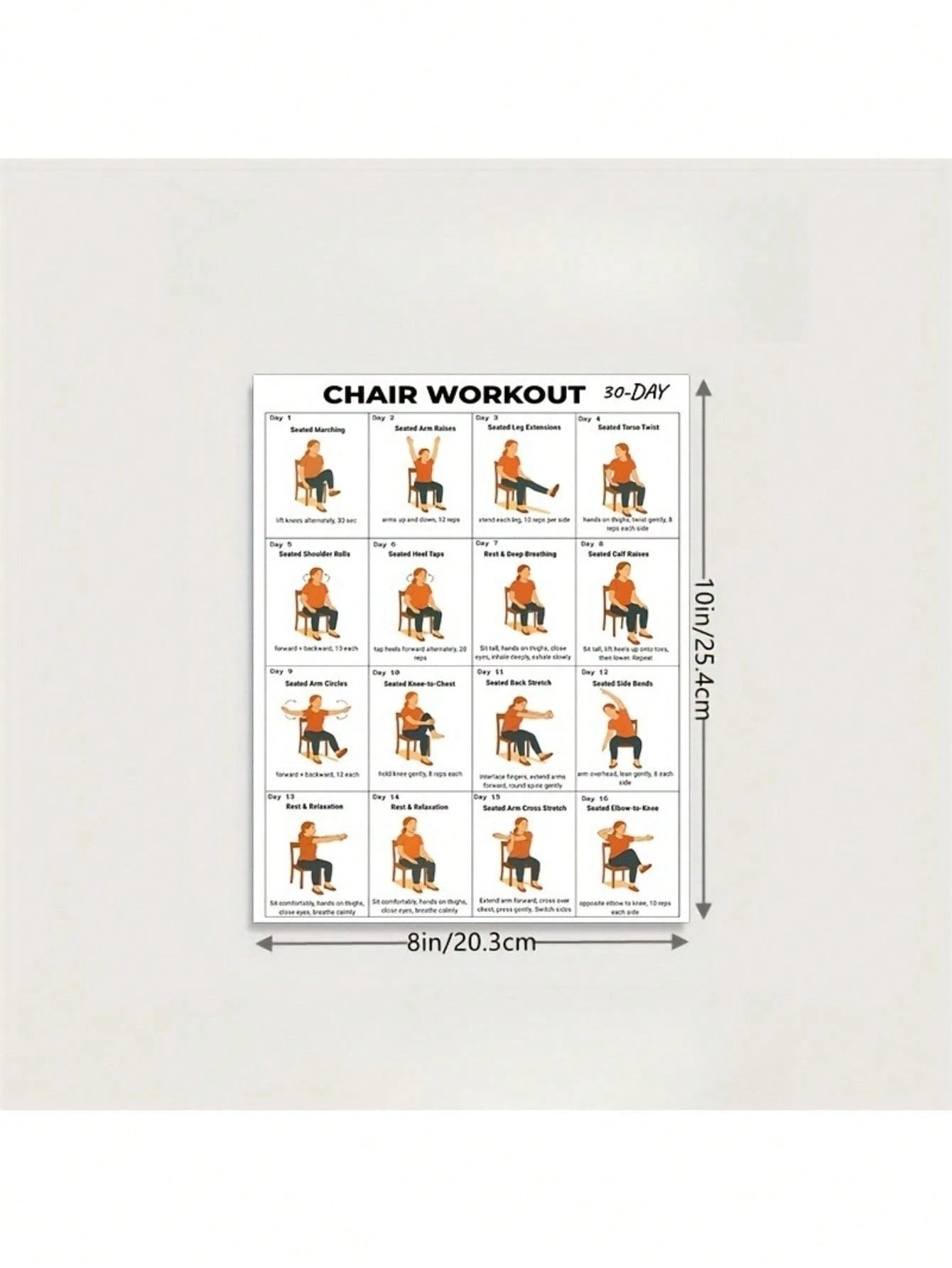 30-Day Chair Fitness Poster- Seated Exercise Chart For Seniors And Beginners, Low-Intensity Chair Yoga And Stretching Workout Plan, Home Gym Wall Decor And Elderly Fitness Guide, Back To School
