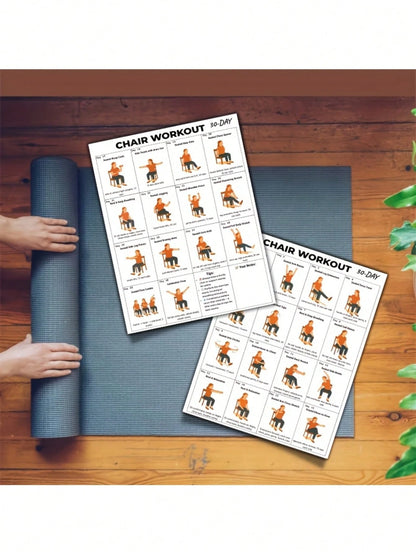 30-Day Chair Fitness Poster- Seated Exercise Chart For Seniors And Beginners, Low-Intensity Chair Yoga And Stretching Workout Plan, Home Gym Wall Decor And Elderly Fitness Guide, Back To School