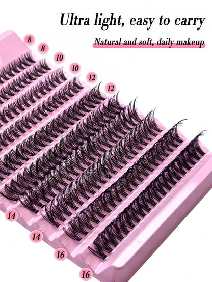 30D 80/140/200pcs 3D False Eyelashes 8-16mm Mixed Length 0.07C/D Curl 4/7/10 Rows Soft Natural Waterproof Lightweight Easy To Wear Suitable For Daily, Party Or Wedding Occasions Eyelash Clusters Bulk