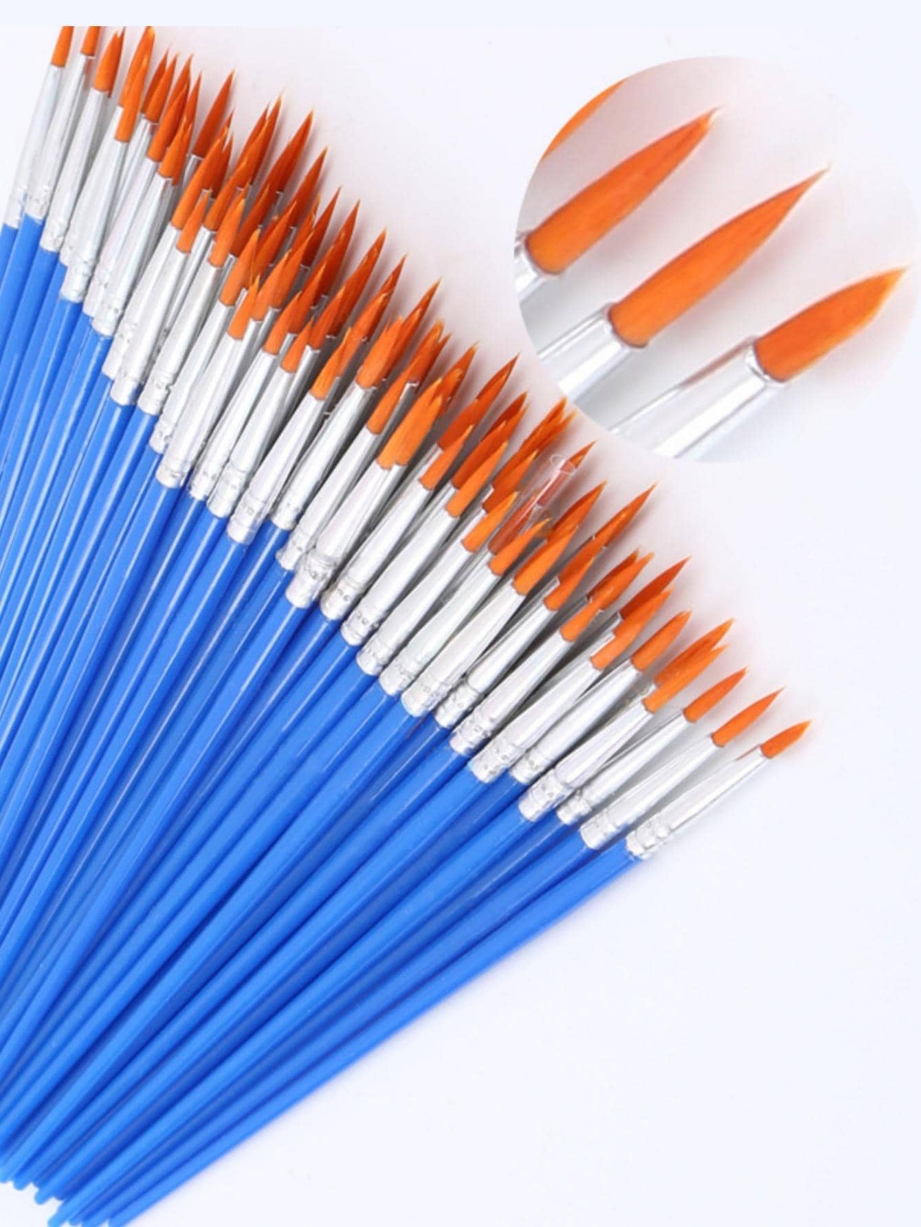 30pcs Fine Nylon Hair Flat Paint Brush Set For Detail Painting With Watercolor Back To School,Back To School,School Supplies