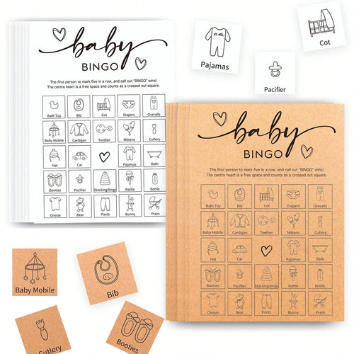 32pcs Baby Shower Bingo Game Cards, Unisex Minimalist Design, For Boys Or Girls