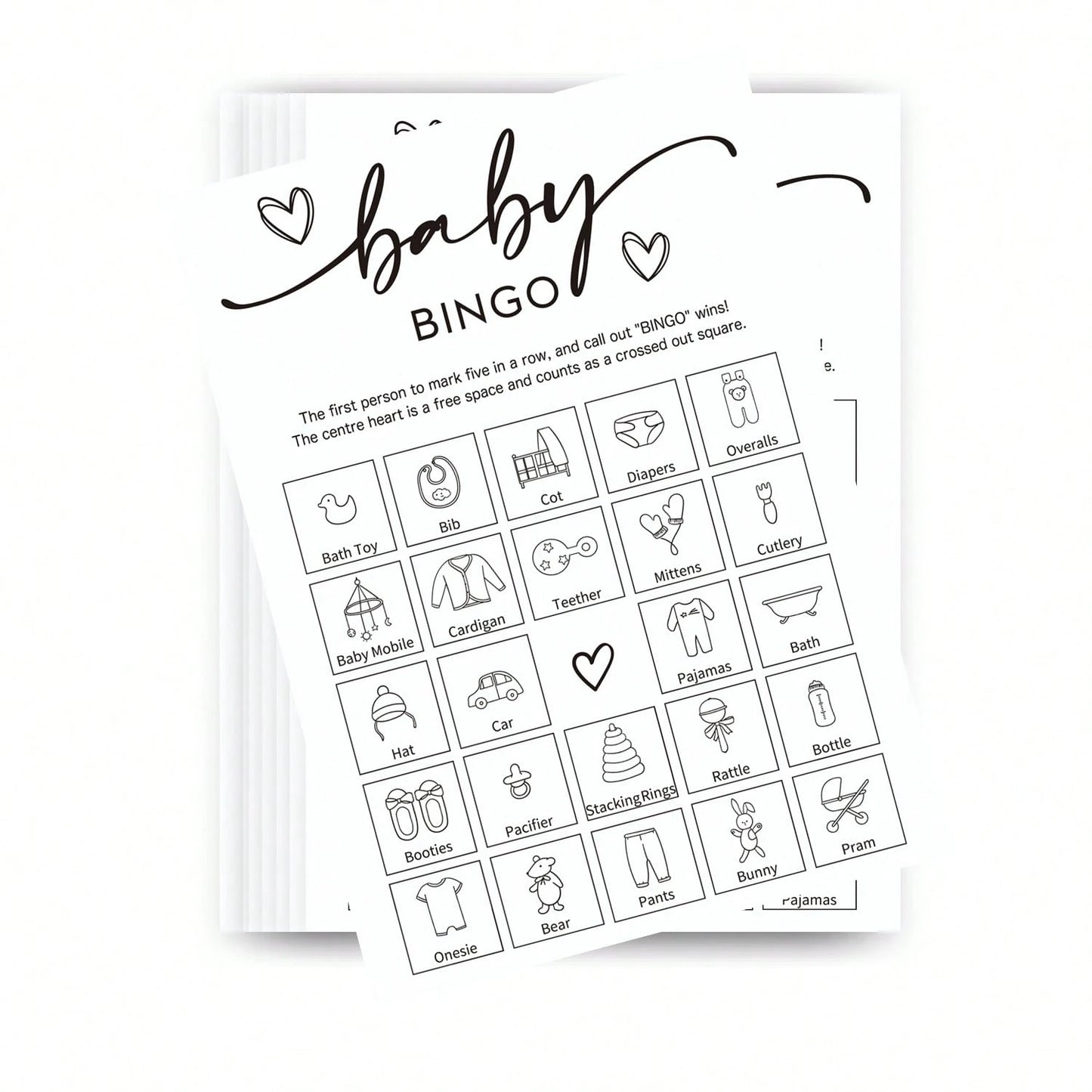 32pcs Baby Shower Bingo Game Cards, Unisex Minimalist Design, For Boys Or Girls