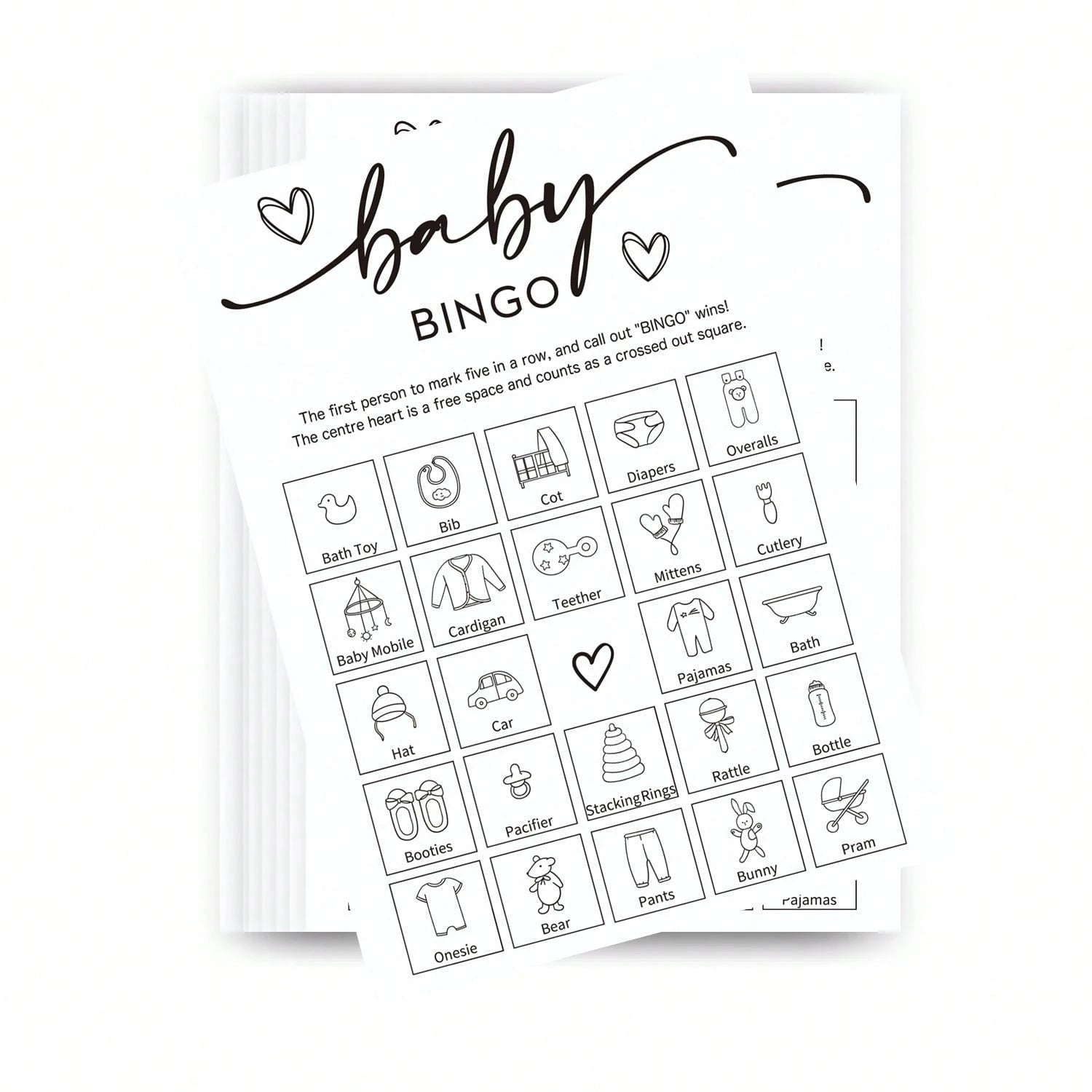 32pcs Baby Shower Bingo Game Cards, Unisex Minimalist Design, For Boys Or Girls