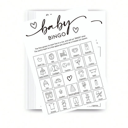 32pcs Baby Shower Bingo Game Cards, Unisex Minimalist Design, For Boys Or Girls
