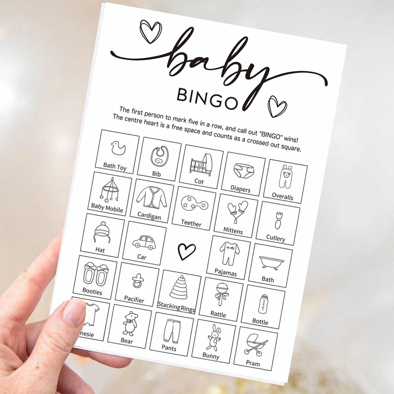 32pcs Baby Shower Bingo Game Cards, Unisex Minimalist Design, For Boys Or Girls