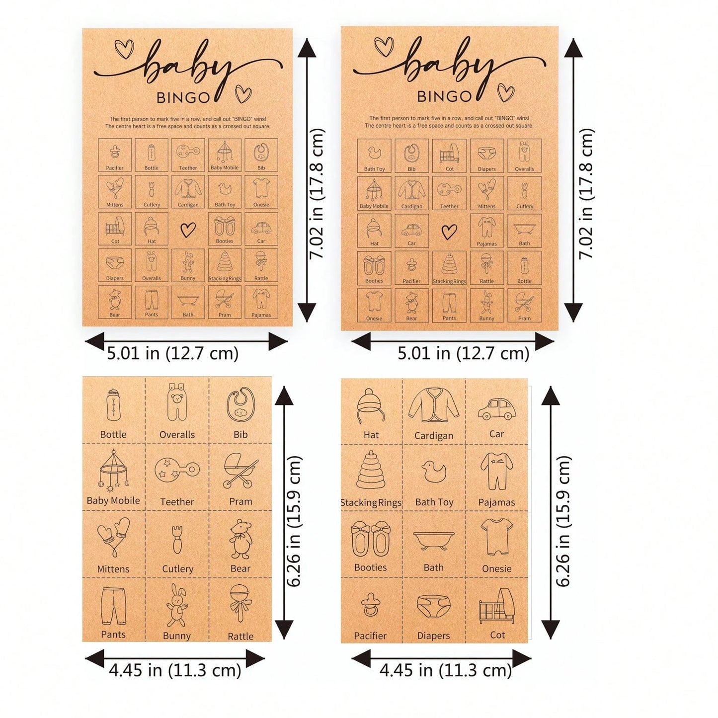32pcs Baby Shower Bingo Game Cards, Unisex Minimalist Design, For Boys Or Girls