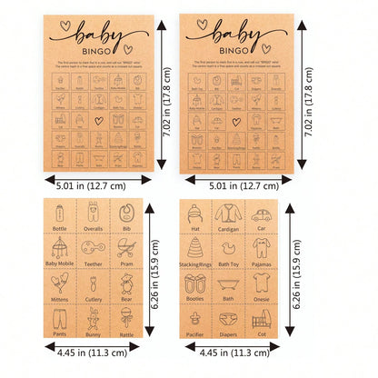 32pcs Baby Shower Bingo Game Cards, Unisex Minimalist Design, For Boys Or Girls