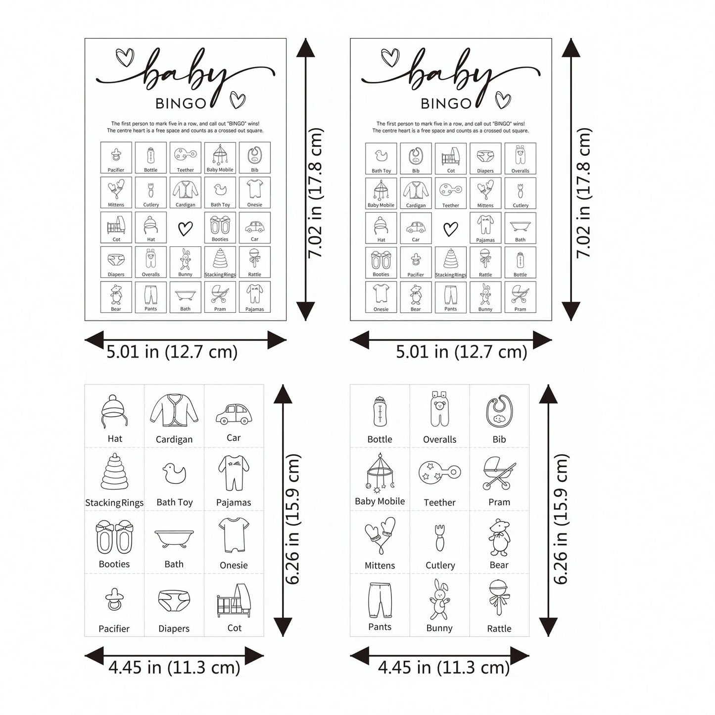 32pcs Baby Shower Bingo Game Cards, Unisex Minimalist Design, For Boys Or Girls