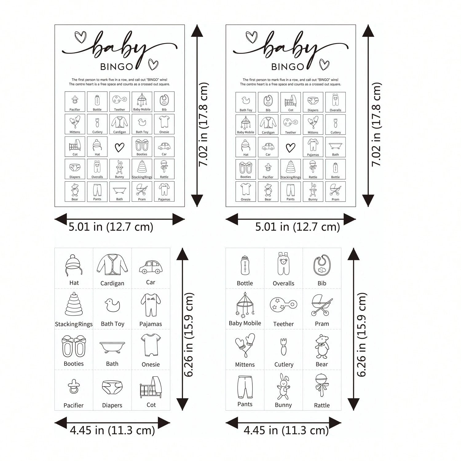 32pcs Baby Shower Bingo Game Cards, Unisex Minimalist Design, For Boys Or Girls