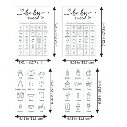 32pcs Baby Shower Bingo Game Cards, Unisex Minimalist Design, For Boys Or Girls