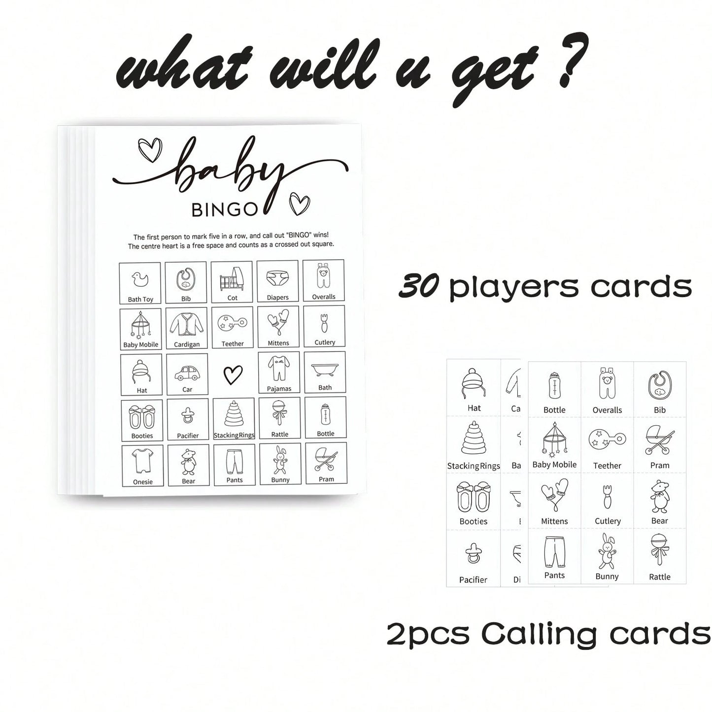 32pcs Baby Shower Bingo Game Cards, Unisex Minimalist Design, For Boys Or Girls
