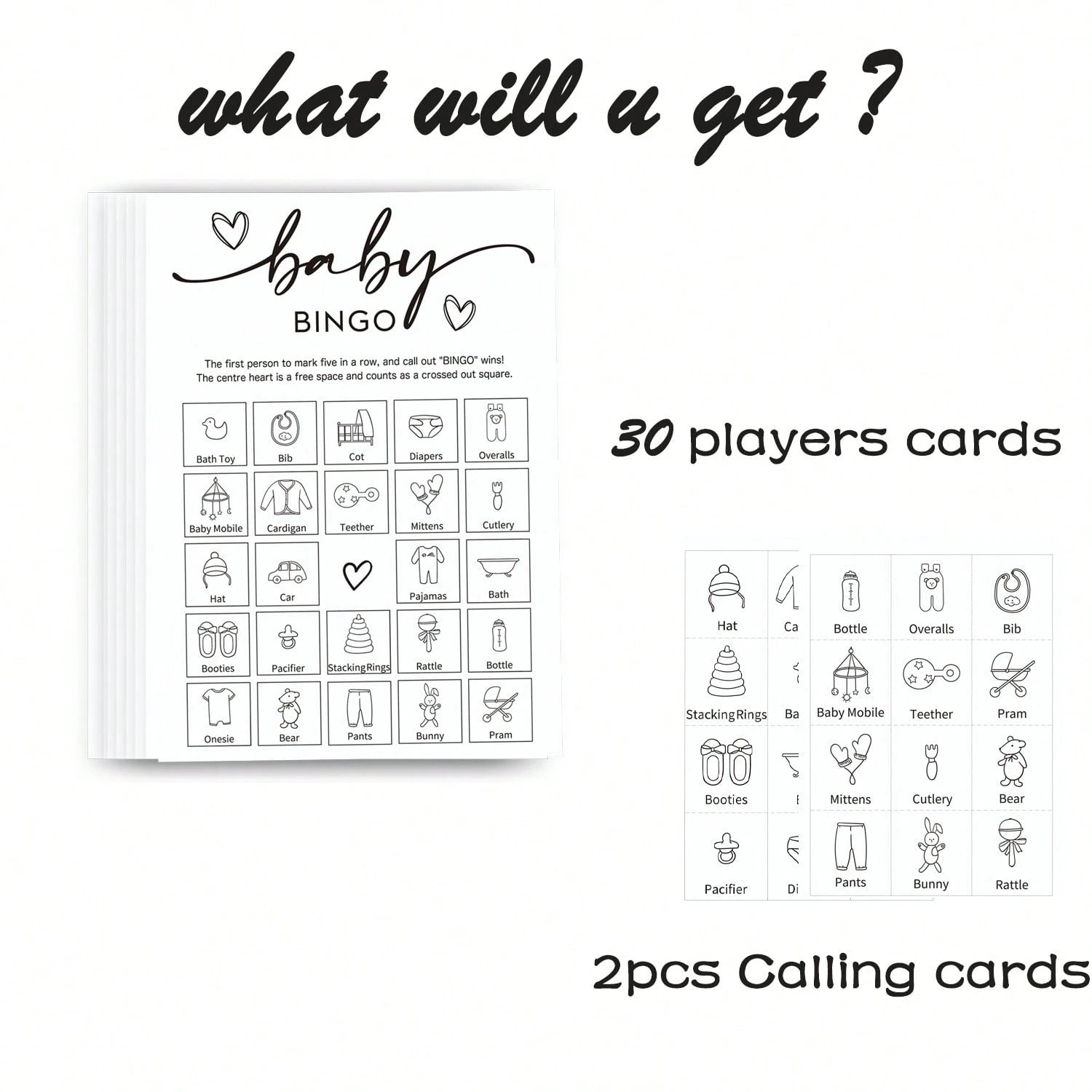 32pcs Baby Shower Bingo Game Cards, Unisex Minimalist Design, For Boys Or Girls