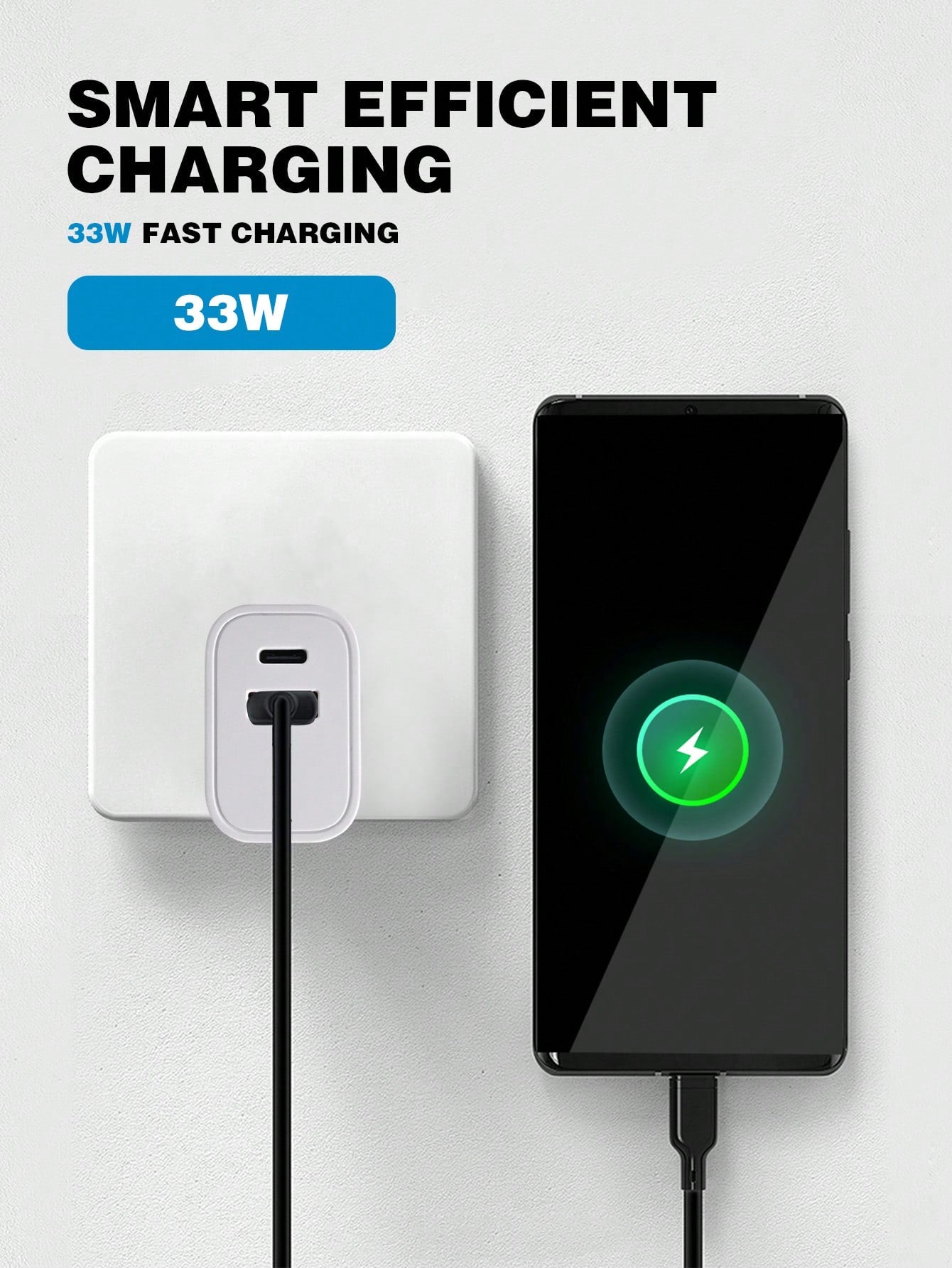 33W PD Wall Charger, US Plug, PD3.0 Fast Type-C Charger Adapter, Compatible With Apple/Android Smartphones, Cameras, MP3 Players, Etc. Suitable For Travel, Office, Dorm, And Home Multi-Port