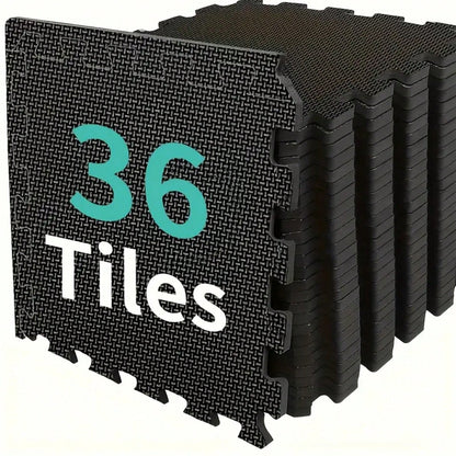 36/48-Piece Interlocking Foam Floor Tiles, 12" X 12" EVA Puzzle Mats, Suitable For Home Gym And Fitness Equipment Protection In Garage Floors