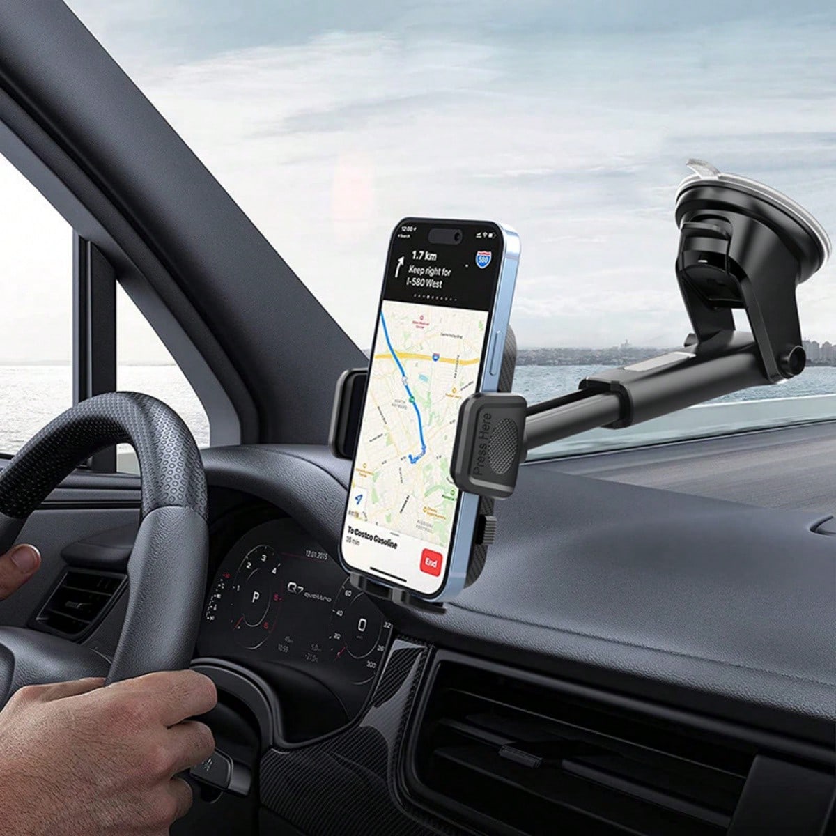 360° Rotatable Dashboard Mount, 270° Swivel Head, Flexible PVC Material Car Phone Holder- 2 In 1 Navigation & Smartphone Holder, Suitable For IPhone, Android Phones, Birthday, Family, Friend Gift, Dr