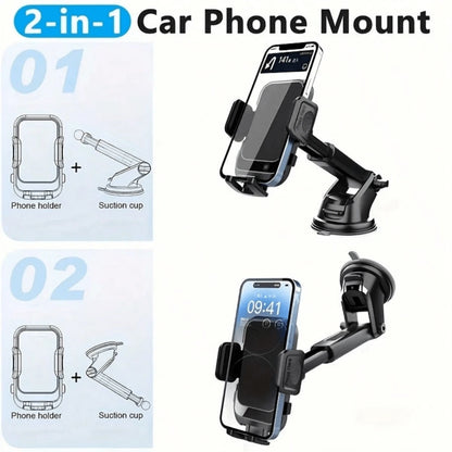 360° Rotatable Dashboard Mount, 270° Swivel Head, Flexible PVC Material Car Phone Holder- 2 In 1 Navigation & Smartphone Holder, Suitable For IPhone, Android Phones, Birthday, Family, Friend Gift, Dr