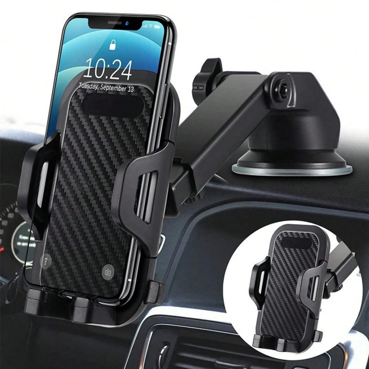 360° Rotatable Dashboard Mount, 270° Swivel Head, Flexible PVC Material Car Phone Holder- 2 In 1 Navigation & Smartphone Holder, Suitable For IPhone, Android Phones, Birthday, Family, Friend Gift, Dr