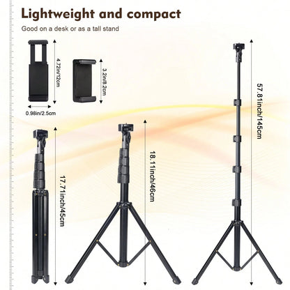 360 ° Rotating Camera Stand, Outdoor Selfie Tripod, Buckle Type 145cm Telescopic Stand With Phone Clip, Floor Portable Tripod