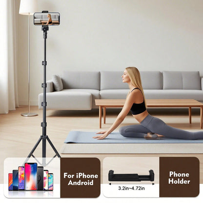 360 ° Rotating Camera Stand, Outdoor Selfie Tripod, Buckle Type 145cm Telescopic Stand With Phone Clip, Floor Portable Tripod