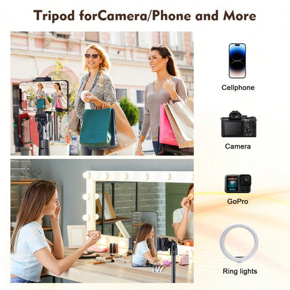 360 ° Rotating Camera Stand, Outdoor Selfie Tripod, Buckle Type 145cm Telescopic Stand With Phone Clip, Floor Portable Tripod
