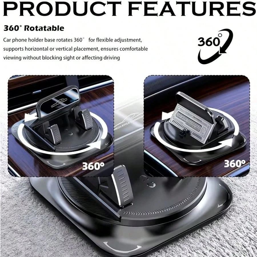 360° Rotating Portable Anti-Slip Car Phone Holder, Horizontal & Vertical Use, Strong Adhesive Dashboard Phone Mount, Ideal For Dashboard, Car, Office And Home Use