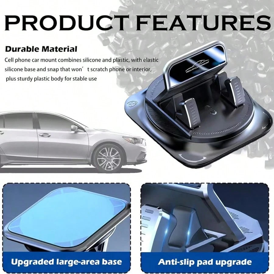 360° Rotating Portable Anti-Slip Car Phone Holder, Horizontal & Vertical Use, Strong Adhesive Dashboard Phone Mount, Ideal For Dashboard, Car, Office And Home Use