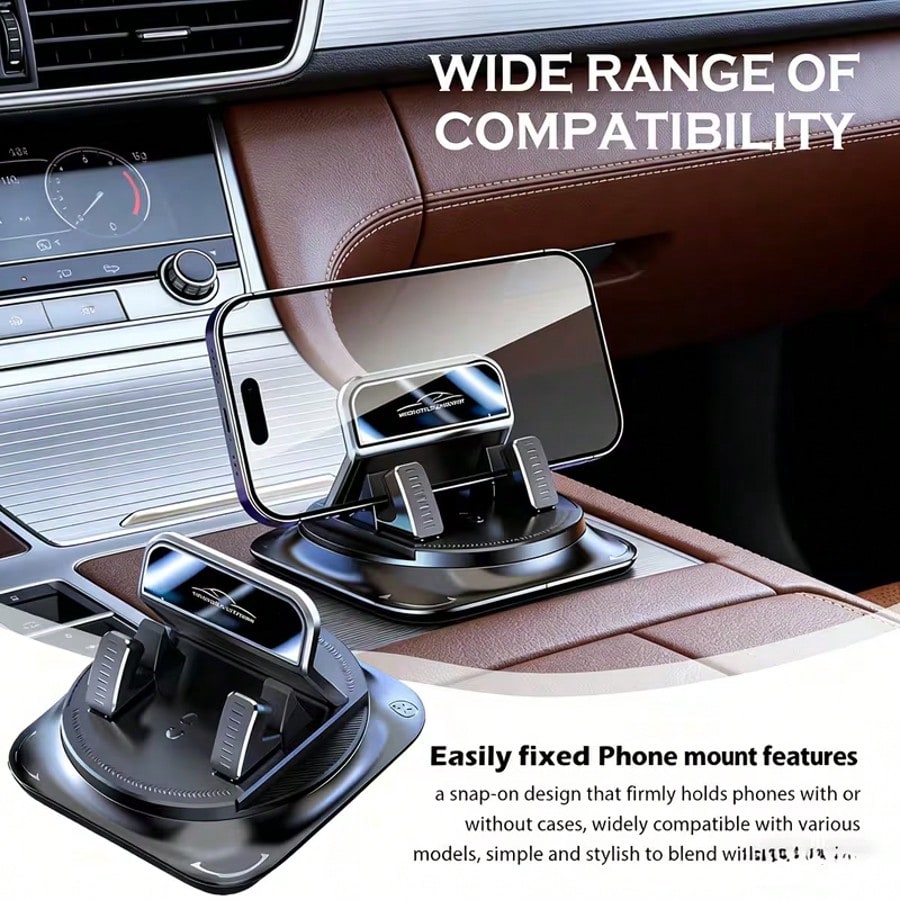 360° Rotating Portable Anti-Slip Car Phone Holder, Horizontal & Vertical Use, Strong Adhesive Dashboard Phone Mount, Ideal For Dashboard, Car, Office And Home Use