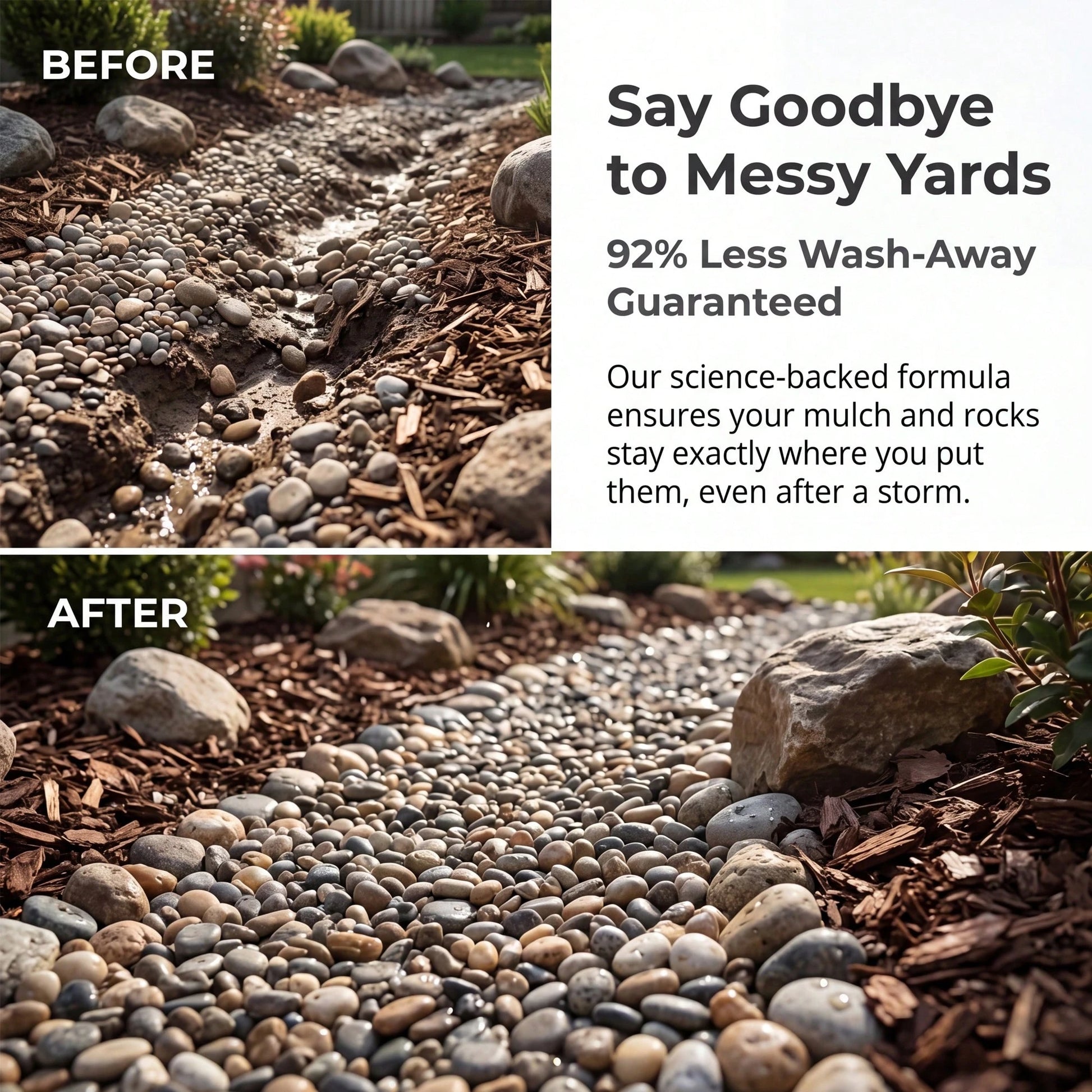36ozMulch & Rock Glue- Advanced Landscape Stabilizer, Clear Gravel Binder For Mulch, Pea Gravel & Stones, Long-Lasting Weatherproof Adhesive, Prevents Washout For Outdoor Gardens & Yard Landscaping