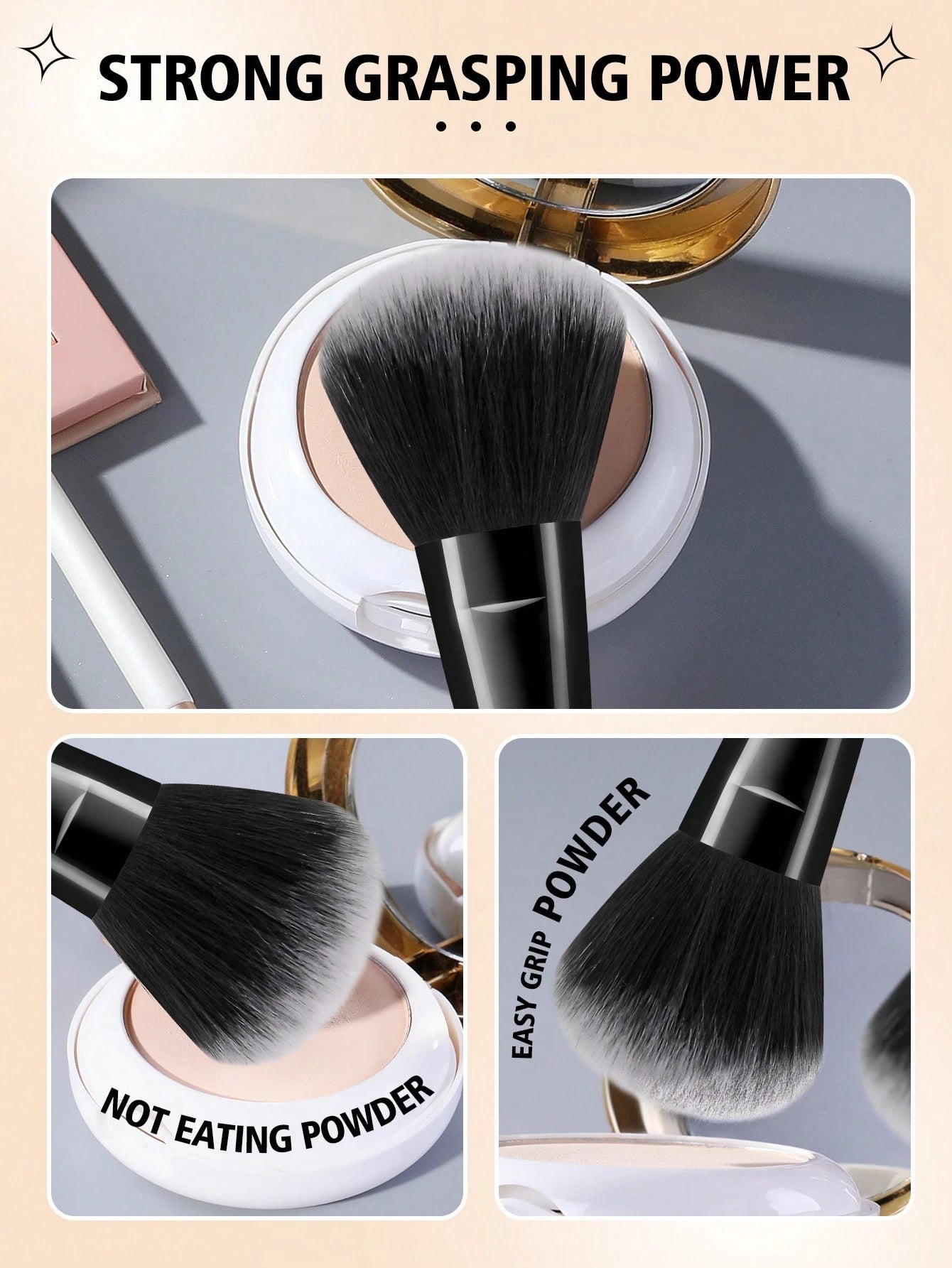 38pcs Makeup Brush Set, Including: 25pcs Makeup Brushes + 3pcs Makeup Sponges + 3pcs Mini Makeup Sponges + 3pcs Makeup Powder Puffs + 3pcs Mini Air Cushion Puffs + 1pc Makeup Brush Cleaning Tool