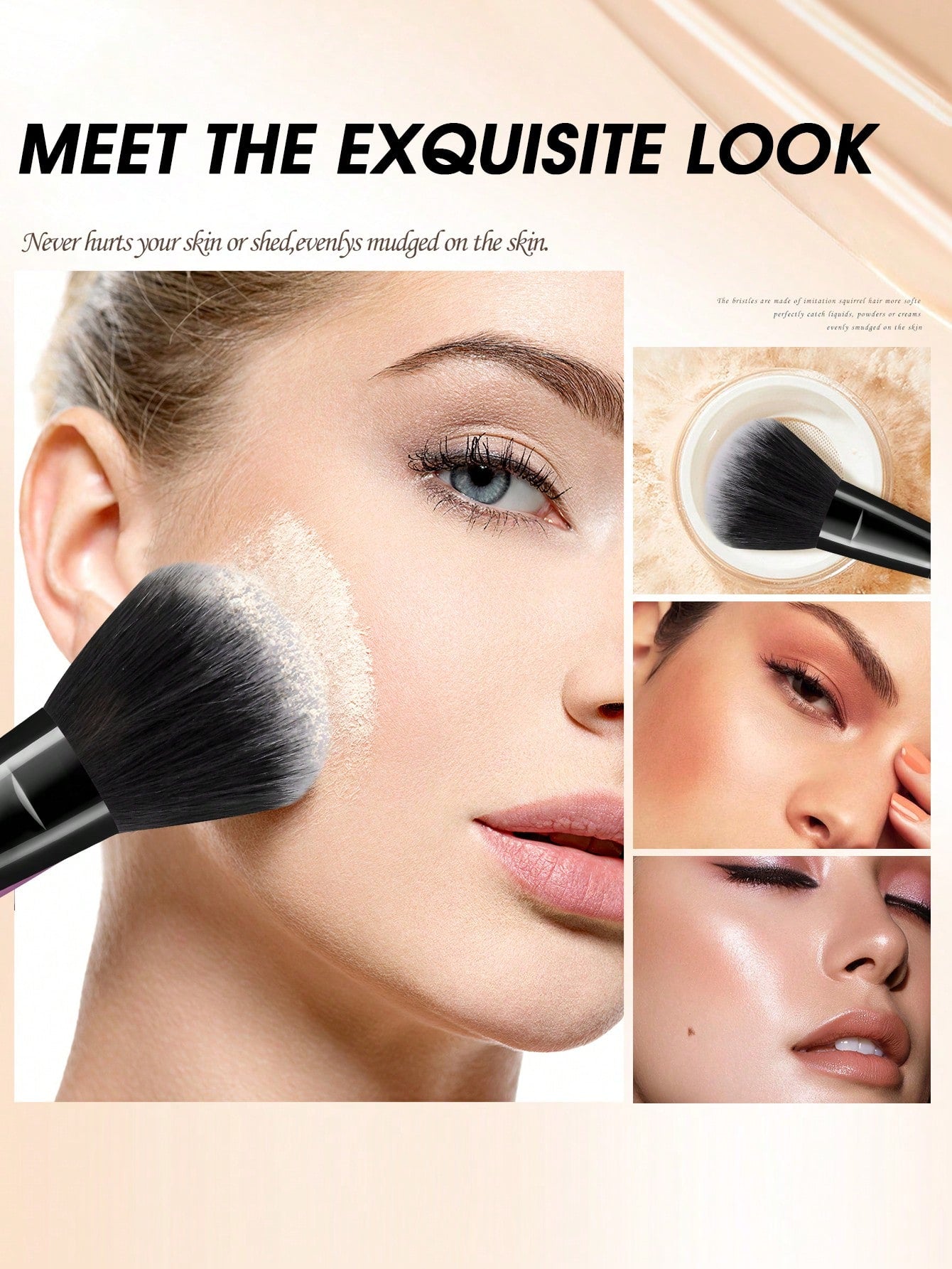 38pcs Makeup Brush Set, Including: 25pcs Makeup Brushes + 3pcs Makeup Sponges + 3pcs Mini Makeup Sponges + 3pcs Makeup Powder Puffs + 3pcs Mini Air Cushion Puffs + 1pc Makeup Brush Cleaning Tool