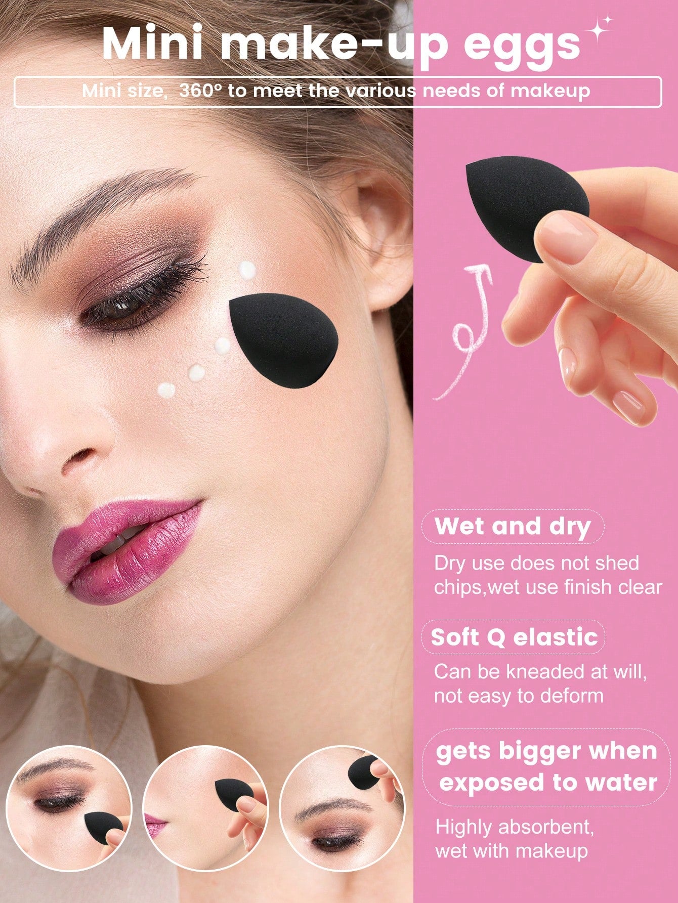 38pcs Makeup Brush Set, Including: 25pcs Makeup Brushes + 3pcs Makeup Sponges + 3pcs Mini Makeup Sponges + 3pcs Makeup Powder Puffs + 3pcs Mini Air Cushion Puffs + 1pc Makeup Brush Cleaning Tool