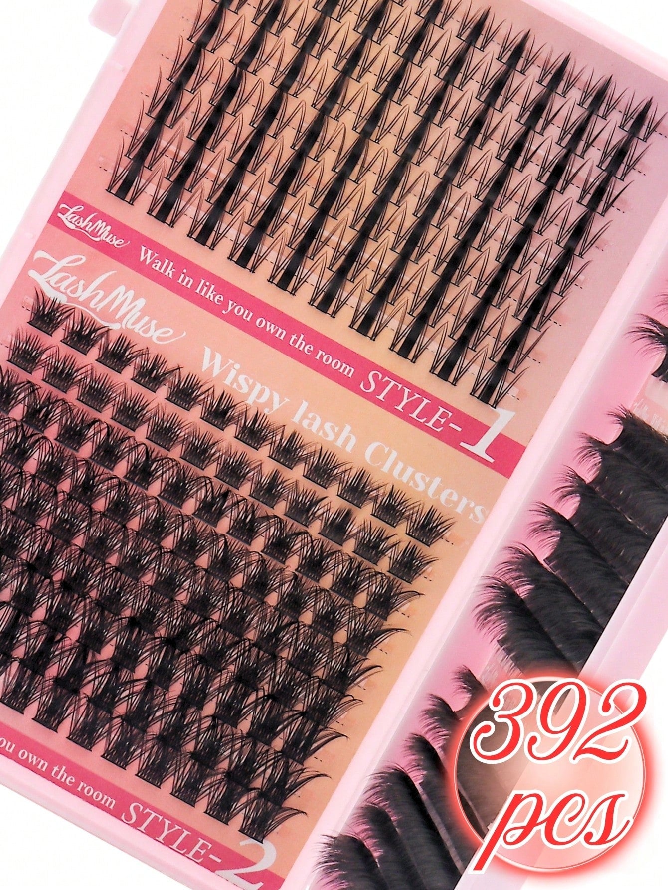 392 Clusters Spiky Eyelash Book, European & American Style, D/DD Curl, 8-16mm Mixed Length, Cluster Eyelash Set, DIY Free Shaping Of Eye Shape And Density, Quickly Create 3D Cat Eye Makeup, Save Makeu