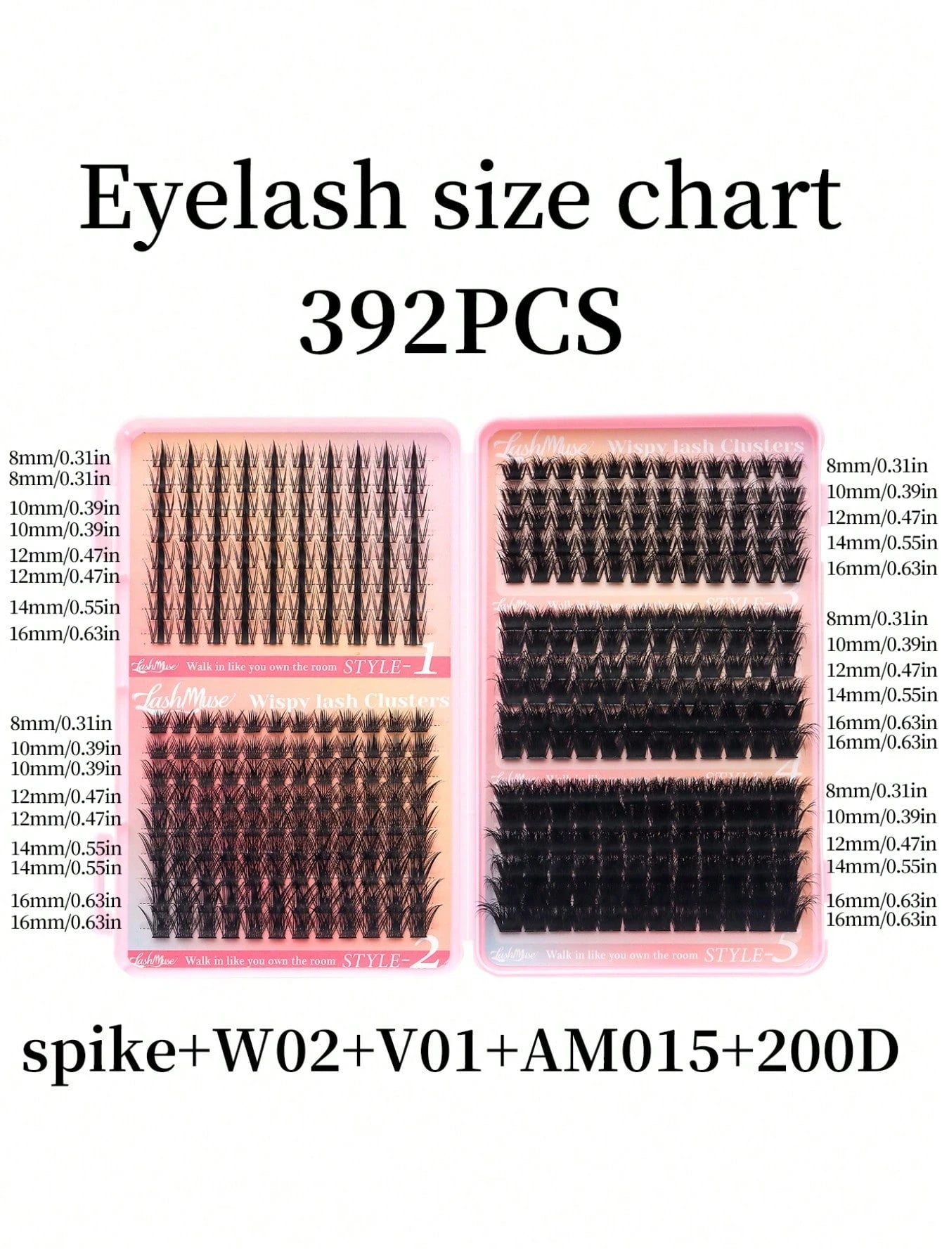 392 Clusters Spiky Eyelash Book, European & American Style, D/DD Curl, 8-16mm Mixed Length, Cluster Eyelash Set, DIY Free Shaping Of Eye Shape And Density, Quickly Create 3D Cat Eye Makeup, Save Makeu