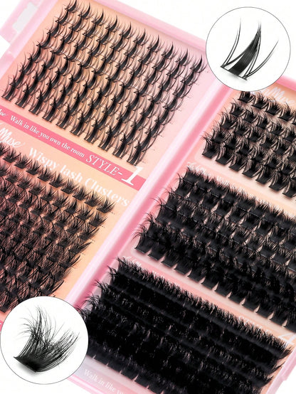 392 Clusters Spiky Eyelash Book, European & American Style, D/DD Curl, 8-16mm Mixed Length, Cluster Eyelash Set, DIY Free Shaping Of Eye Shape And Density, Quickly Create 3D Cat Eye Makeup, Save Makeu