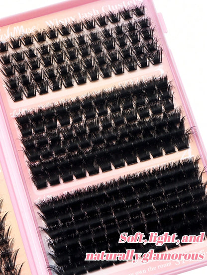 392 Clusters Spiky Eyelash Book, European & American Style, D/DD Curl, 8-16mm Mixed Length, Cluster Eyelash Set, DIY Free Shaping Of Eye Shape And Density, Quickly Create 3D Cat Eye Makeup, Save Makeu