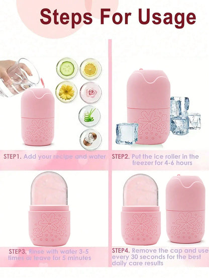 3pcs/1pc Ice Facial Roller Set, Facial Skincare Ice Roller, Facial Massage Tool, Silicone Ice Facial Roller, Quartz Roller, Relieve Facial And Eye Puffiness, Enhance Skincare Effect And Radiance, Suit
