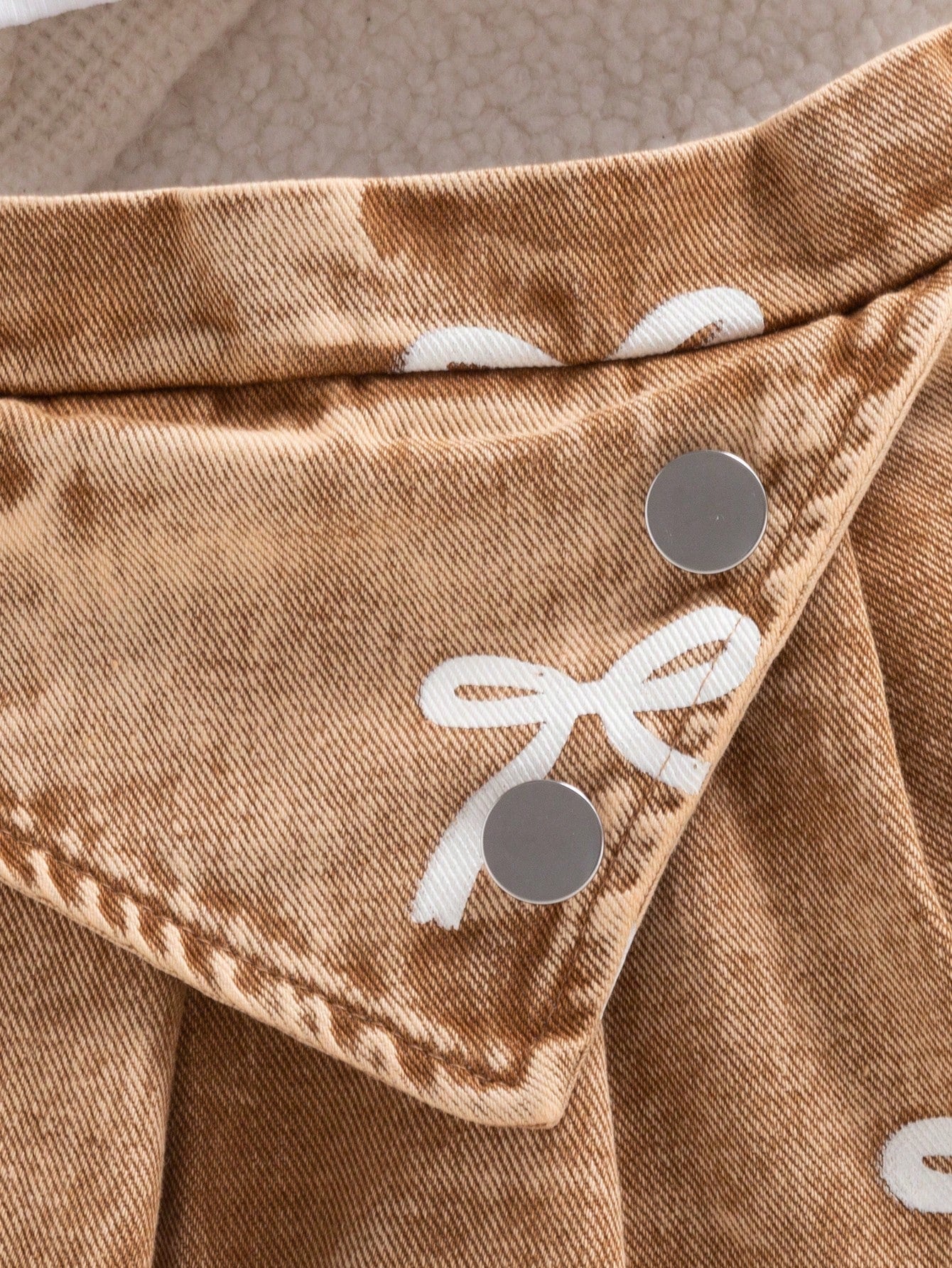 3pcs Baby Girl Autumn Cute Fashion Brown And White Polka Dot Denim Jacket With Printed Bow Matching Skirt And Camisole Top Set Matching Family Style