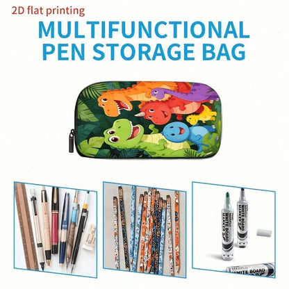 3pcs Backpack Set, Cute Cartoon Dinosaur Jungle Print, Includes Durable Large-Capacity Bookpack, Crossbody Bag & Multi-Functional Pencil Case, Adjustable Straps And Zipper Compartments