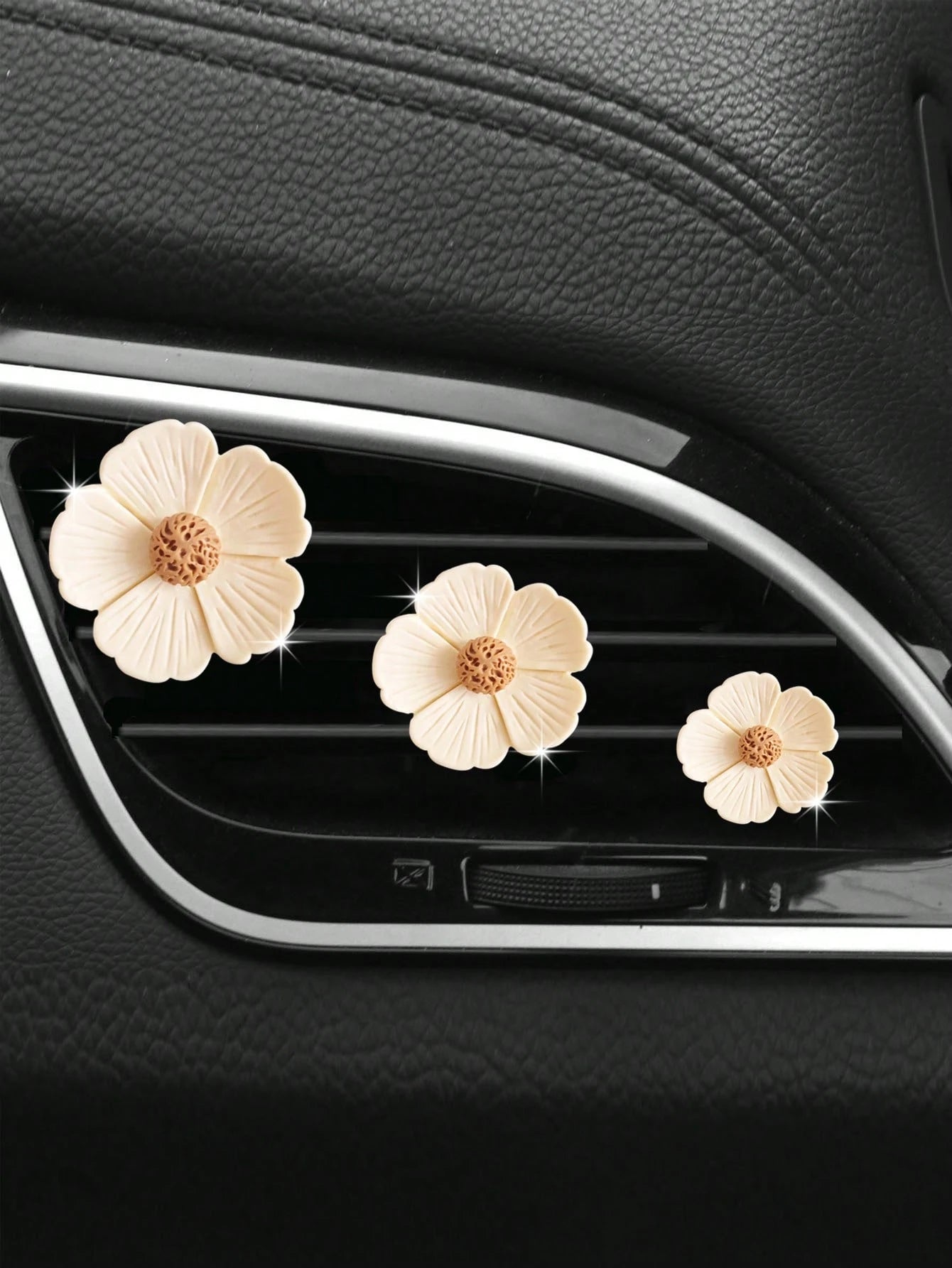 3pcs Cute Daisy Shaped Car Air Vent Clip Aromatherapy Freshener With Flower Scent, Car Aromatherapy Supplies